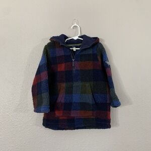 Joules Boys Size 5 Whitacre Overhead Printed Fleece Red Check Lined Pocket  EUC